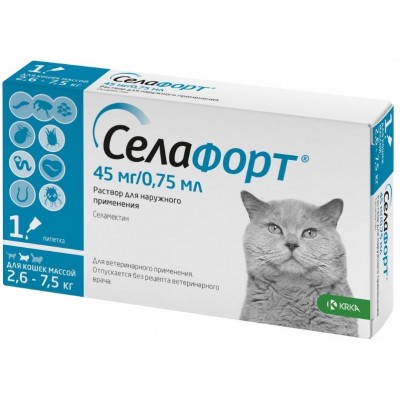 Селафорт раствор для наружного применения 45 мг. для кошек 2,6-7,5 кг.