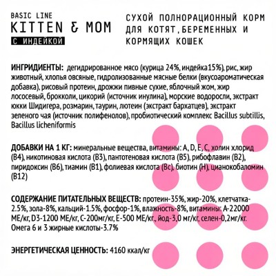 AJO Cat Kitten & Mom Сухой полнорационный корм для котят, беременных и кормящих кошек с индейкой 10 кг