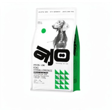 AJO Dog Mini Hypoallergenic Сухой корм с гречкой для профилактики проявлений аллергии и нормализации пищеварения для взрослых собак миниатюрных и малых пород с индейкой 2 кг.