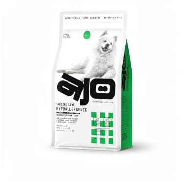 AJO Dog Hypoallergenic Сухой корм для профилактики проявлений аллергии и нормализации пищеварения для взрослых собак средних и крупных пород оленина с гречкой 2 кг.