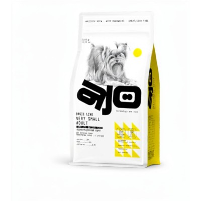 AJO Dog Very Small Adult Сухой корм для взрослых собак миниатюрных пород индейка и ягненок с гречкой 1,5 кг.