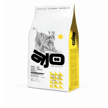 AJO Dog Very Small Adult Сухой корм для взрослых собак миниатюрных пород индейка и ягненок с гречкой 8 кг.