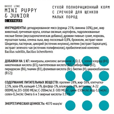 AJO Dog Mini Puppy & Junior Сухой корм для щенков малых пород курица с гречкой 8 кг.