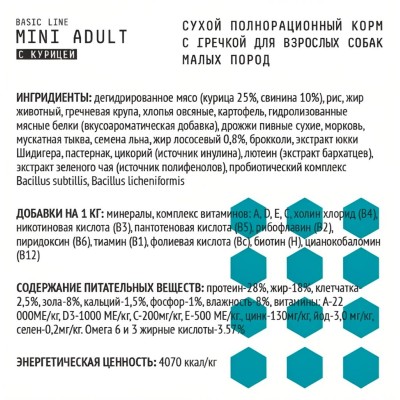 AJO Dog Mini Adult Сухой корм для взрослых собак малых пород курица с гречкой 8 кг.