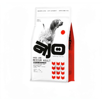 AJO Dog Medium Adult Сухой корм для взрослых собак средних пород говядина с гречкой  2 кг.