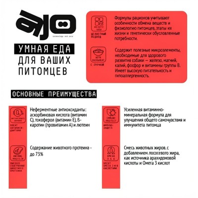 AJO Dog Medium Adult Сухой корм для взрослых собак средних пород говядина с гречкой 12 кг.