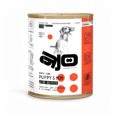 AJO Dog Puppy & Mom Влажный корм для щенков, беременных и кормящих собак паштет 400 гр.