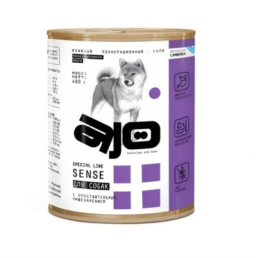 AJO Dog Sense Влажный корм для собак с чувствительным пищеварением мелкорубленное мясо с курицей 400 гр. 