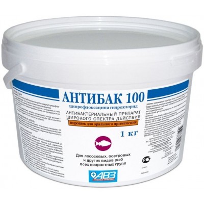 Антибак 100 Порошок для изготовления лечебного антибактериального корма для рыб 1 кг.