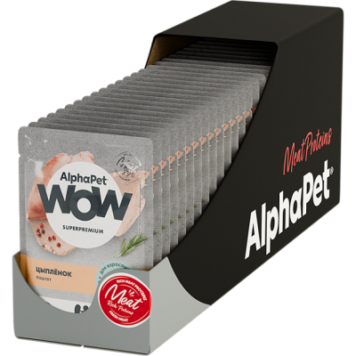 AlphaPet WOW Superpremium Влажный корм для стерилизованных кошек цыпленок паштет пауч 85 гр.