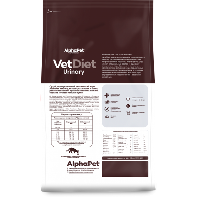 AlphaPet Vet Diet Urinary Сухой корм для взрослых кошек и котов при заболеваниях нижних отделов мочевыводящих путей 1,5 кг.