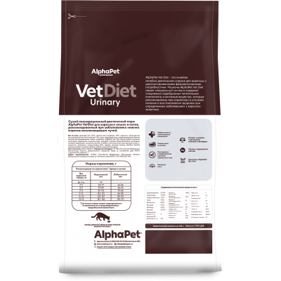 AlphaPet Vet Diet Urinary Сухой корм для взрослых кошек и котов при заболеваниях нижних отделов мочевыводящих путей 400 гр.