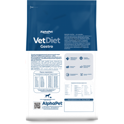 AlphaPet Vet Diet Gastro Сухой корм для взрослых собак всех пород при острых расстройствах пищеварения 2 кг.