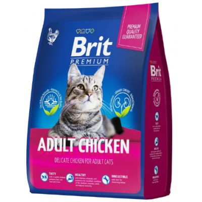 Brit Premium Cat Adult Chicken Сухой корм премиум класса с курицей для взрослых кошек 2 кг.