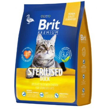 Brit Premium Cat Duck & Chicken Cухой корм премиум класса с уткой и курицей для взрослых стерилизованных кошек 2 кг.