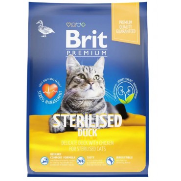 Brit Premium Cat Duck & Chicken Cухой корм премиум класса с уткой и курицей для взрослых стерилизованных кошек 2 кг.