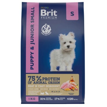 Brit Premium Dog Puppy and Junior Small Сухой корм для щенков и молодых собак мелких пород  с курицей 1 кг.