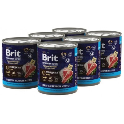 Brit Premium by Nature Консервы для взрослых собак всех пород говядиной и рисом 850 гр.