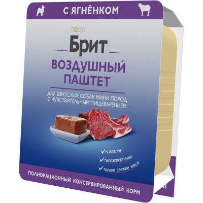 Brit Premium Воздушный паштет для собак мини пород с чувствительным пищеварением ягнёнок ламистер 100 гр.