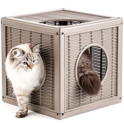 Bama Pet домик для кошек QUBLO 35x35x35h см, бежевый