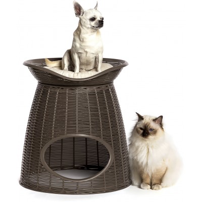 Bama Pet домик для кошек и маленьких собак PASHA 52х60х46/55h см, с подушечками, светло-коричневый/бежевый