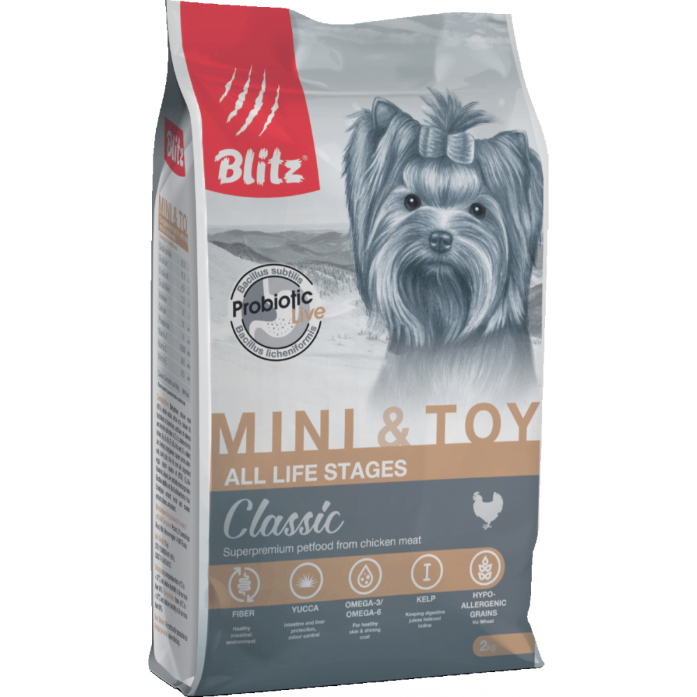 Blitz Classic Сухой корм для собак мелких и миниатюрных пород всех возрастов курица 2 кг.
