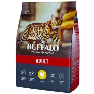 Mr.Buffalo Adult Сухой корм для взрослых кошек курица 1,8 кг.