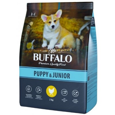 Mr.Buffalo Puppy & Junior Сухой корм для щенков и юниоров средних и крупных пород курица 2 кг.