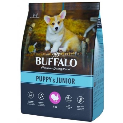 Mr.Buffalo Puppy & Junior Сухой корм для щенков и юниоров средних и крупных пород индейка 2 кг.