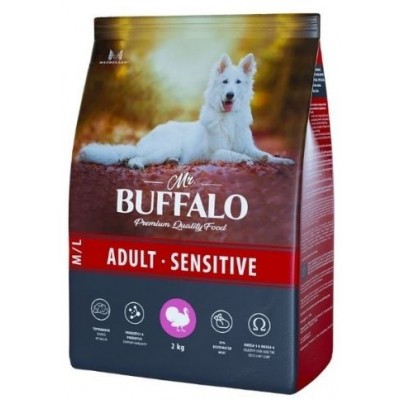 Mr.Buffalo Adult M/L Sensitive Сухой корм для взрослых собак средних и крупных пород с чувствительным пищеварением индейка 14 кг.