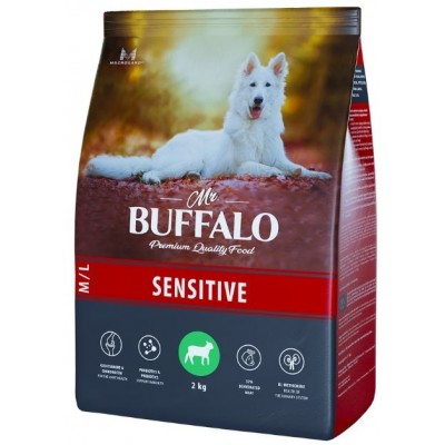 Mr.Buffalo Sensitive Сухой корм для взрослых собак средних и крупных пород с чувствительным пищеварением ягненок 2 кг.