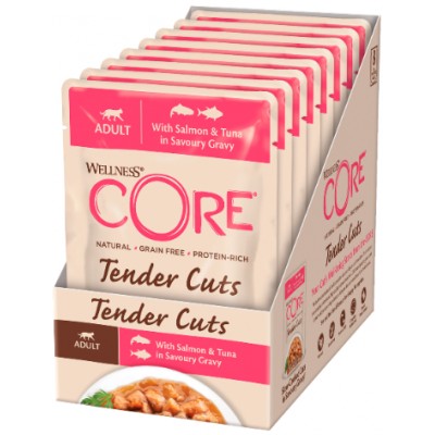 CORE Tender Cuts Влажный корм для кошек из лосося с тунцом в виде нарезки в соусе 85 гр.