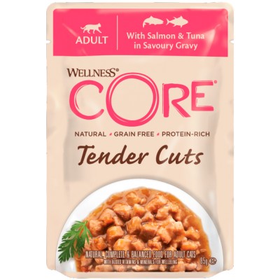 CORE Tender Cuts Влажный корм для кошек из лосося с тунцом в виде нарезки в соусе 85 гр.