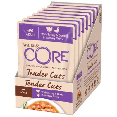 CORE Tender Cuts Влажный корм для кошек из индейки с уткой в виде нарезки в соусе 85 гр.