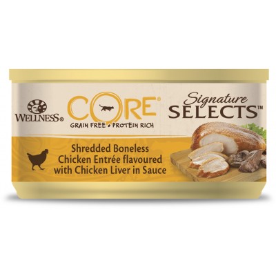CORE Signature Selects Влажный корм для кошек из курицы с куриной печенью в виде фарша в соусе 79 гр.