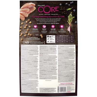 CORE Сухой корм для взрослых собак мелких пород со сниженным содержанием жира из индейки с курицей 5 кг.