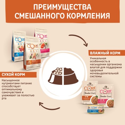 CORE Сухой корм для взрослых кошек из индейки с курицей 300 гр.