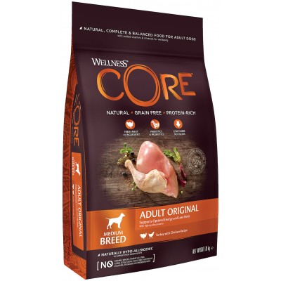 CORE Сухой корм для взрослых собак средних пород из индейки с курицей 10 кг.