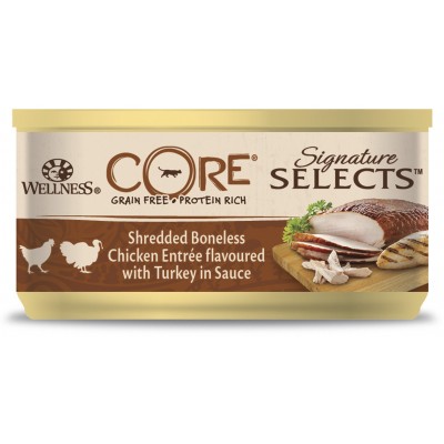 CORE Signature Selects Влажный корм для кошек из курицы с индейкой в виде фарша в соусе 79 гр.
