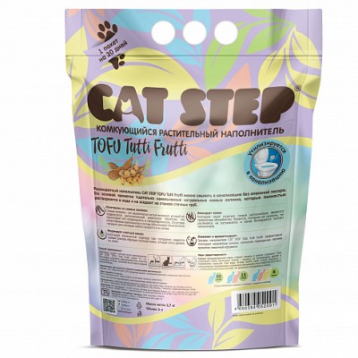 Cat Step Tofu Tutti Frutti Наполнитель комкующийся растительный 12 л.