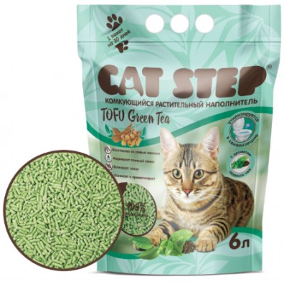 Cat Step Tofu Green Tea Наполнитель растительный комкующийся 2,8 кг. (6 л.)