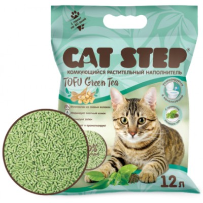 Cat Step Tofu Green Tea Наполнитель растительный комкующийся 5,62 кг. (12 л.)