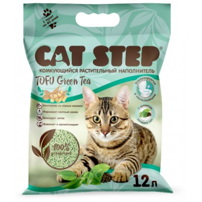 Cat Step Tofu Green Tea Наполнитель растительный комкующийся 5,62 кг. (12 л.)