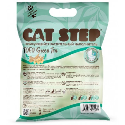 Cat Step Tofu Green Tea Наполнитель растительный комкующийся 5,62 кг. (12 л.)