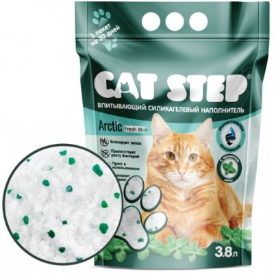 Cat Step Arctic Fresh Mint Наполнитель впитывающий силикагелевый 3,8 л.