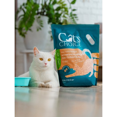 Cat's choice Растительный комкующийся наполнитель тофу с ароматом "Персик" 6л/2,5 кг