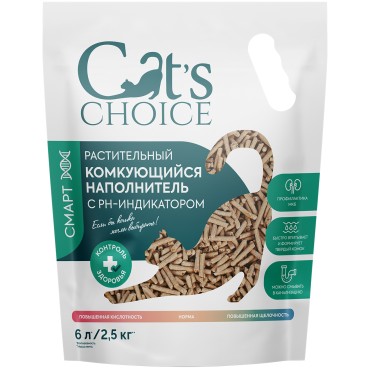 Cat's choice Растительный комкующийся наполнитель тофу с pH-индикатором  6л/2,5 кг