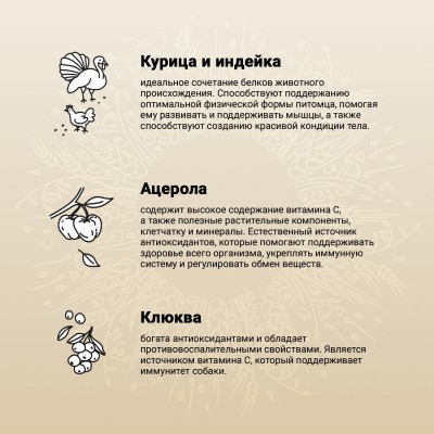 Craftia NATURA Сухой корм для щенков средних и крупных пород из курицы и индейки 640 гр.