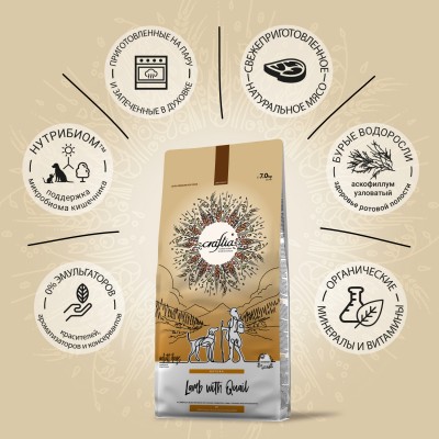 Craftia NATURA Сухой корм для взрослых собак средних и крупных пород из ягненка с перепелкой 7 кг.