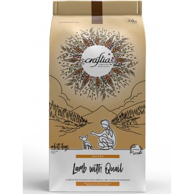 Craftia Natura Сухой корм для взрослых собак миниатюрных и мелких пород из ягненка с перепелкой 7 кг